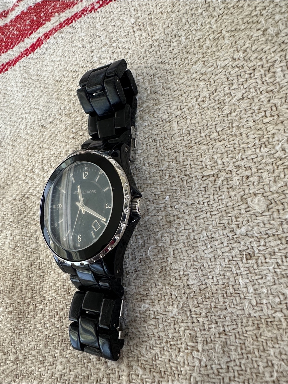 Michael Kors Black Resin Bracelet Watch with Silver-Tone Bezel - Picture 2 of 10